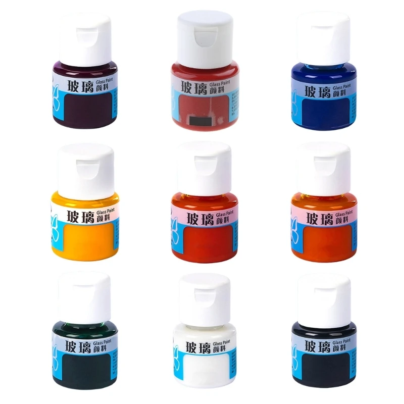 Glass Paint,9Color Vibrant Glass Paint for Wine Glasses,Light Bulbs,DIY Painting Dropship