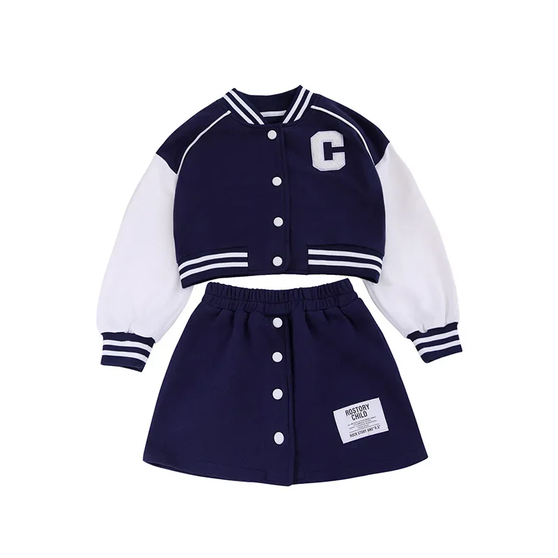 Kids Costume Teen Girls Clothing Set 2024 Autumn Casual Jackets Skirt School Tracksuit Children\'s Baseball Outfits 10 12 Years