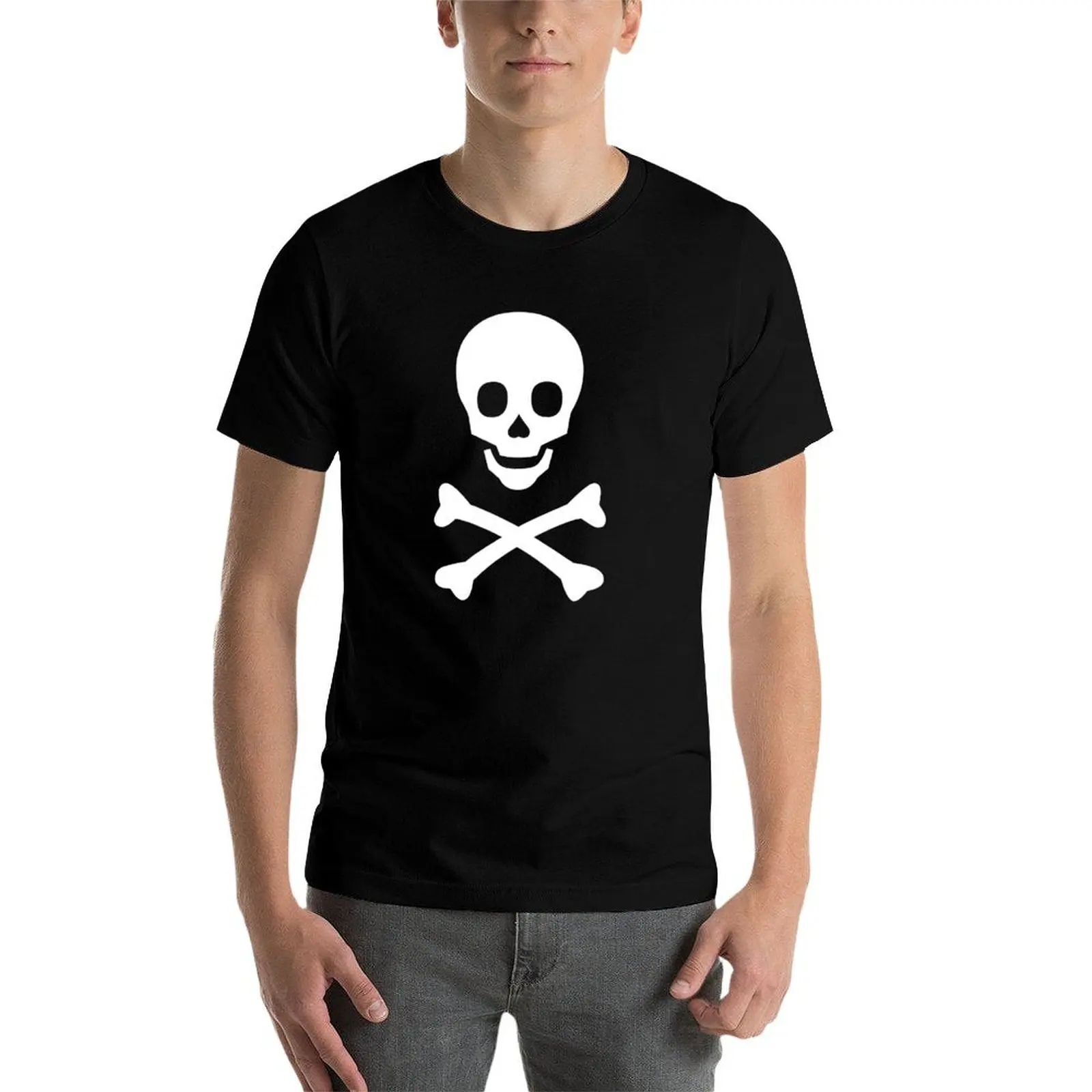 Camiseta blanca con calavera y huesos cruzados, camiseta gráfica, top de verano para niño, camiseta gráfica para hombre