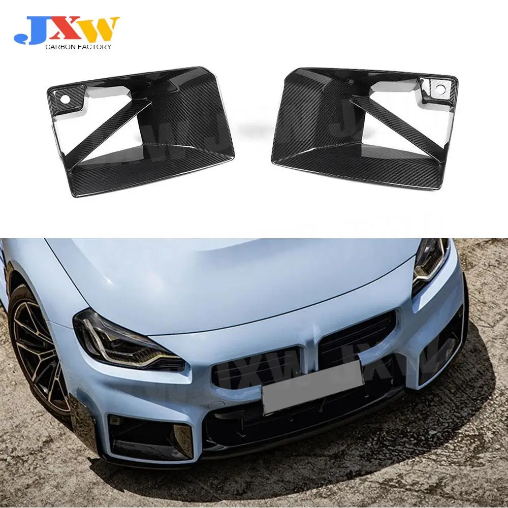 2PCS Carbon Fiber Front Bumper Air Vent Cover Trim For BMW M2 G87 2023+ 2 Door FRP Foglamp Mesh Grill MP Style Car Accessories