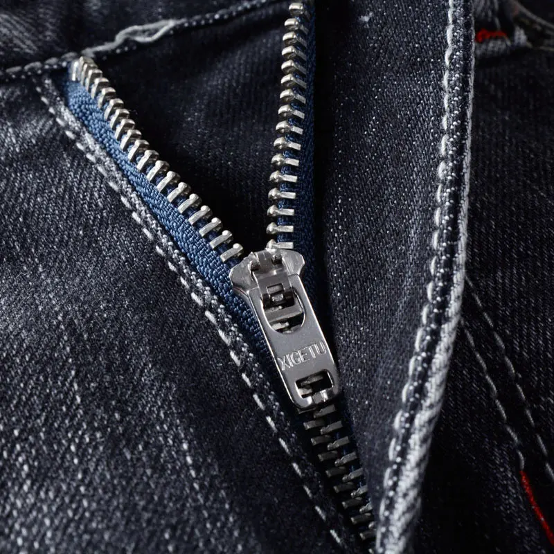 Italian Designer Fashion Men Jeans Retro Black Gray Slim Fit Stretch Ripped Jeans Men Vintage Trousers Casual Denim Pants Hombre