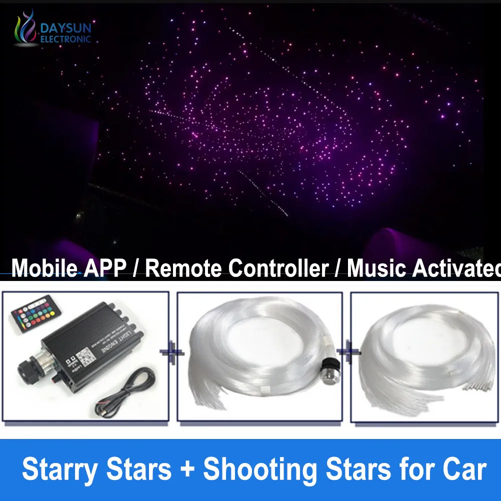 

Music Control Starry Star Shooting Stars Ceiling Lamps Led Optic Fiber Light with Fibers RGBW RF Remote/Mobile APP/Voice Control