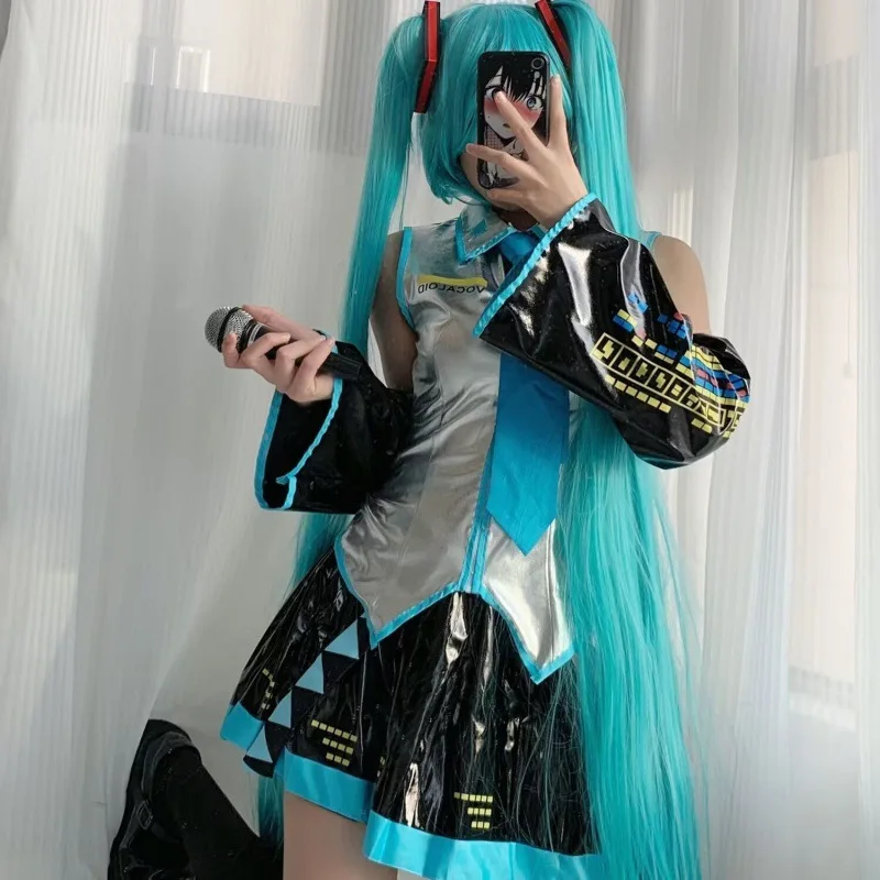 Hatsune Miku Cosplay Anime Kleding Carnaval Halloween Feest Verkleedpak Vrouwen Blauwe Jurk Pruik Kawaii Japanse Stijl 2024