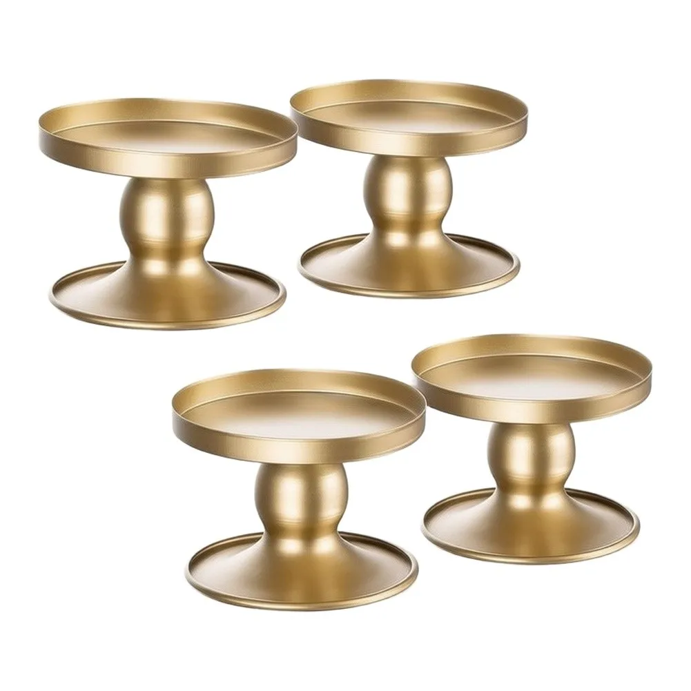 Stylish Gold Candle Holder for Pillar Candles 3.2 in and Taper Candles 0.9 in Diameter Rust Resistant Table Decor
