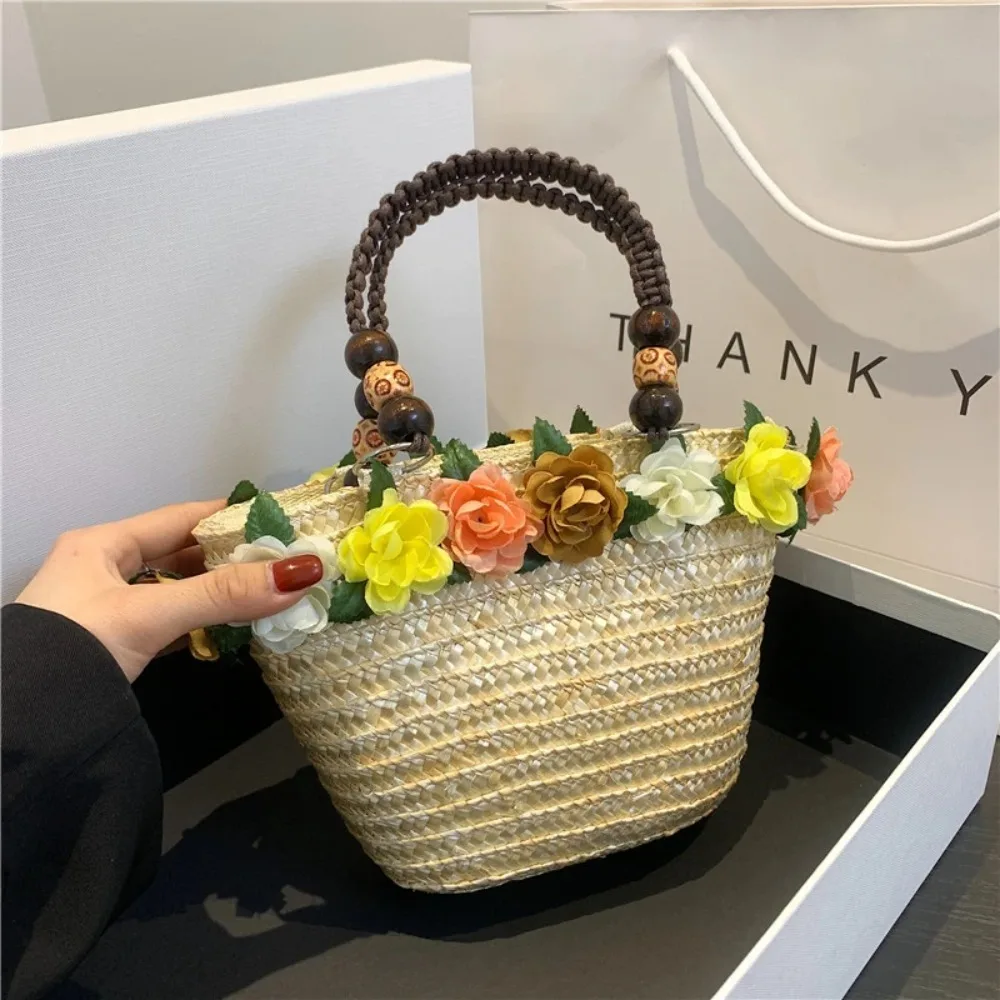 Straw Beach Bags Convenient High-capacity Hand-Woven Rattan Bag Purse Straw Bag