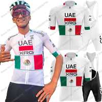 2026 Mexico Isaac Del Toro Cycling Jersey Set Mexican-Champion UAE Team Cycling Clothing Men Road Bike Shirt Bicycle Bib Shorts