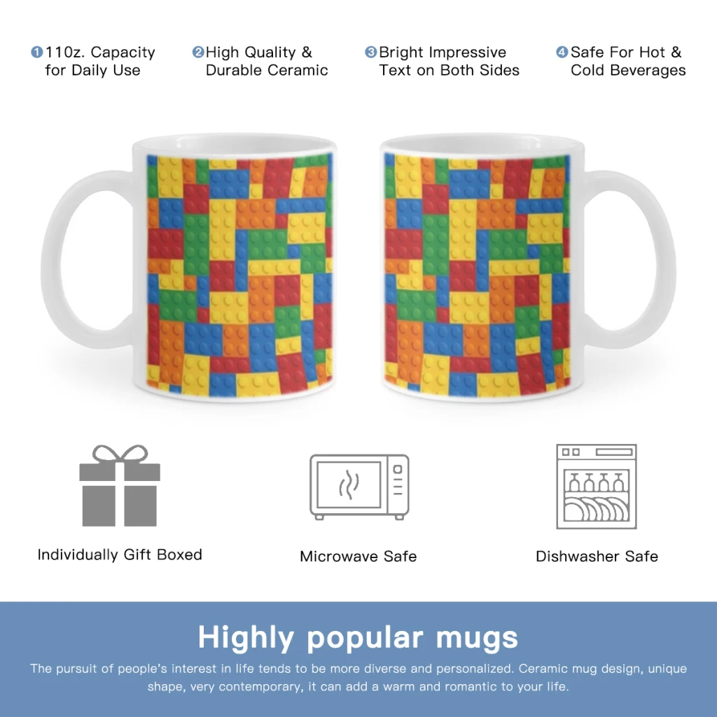 Customized-Hot-Sale-Luxury-Blocks-Bricks-Free shipping Ceramic Cup Coffee Oatmeal Breakfast Cup Creative Personality Mug