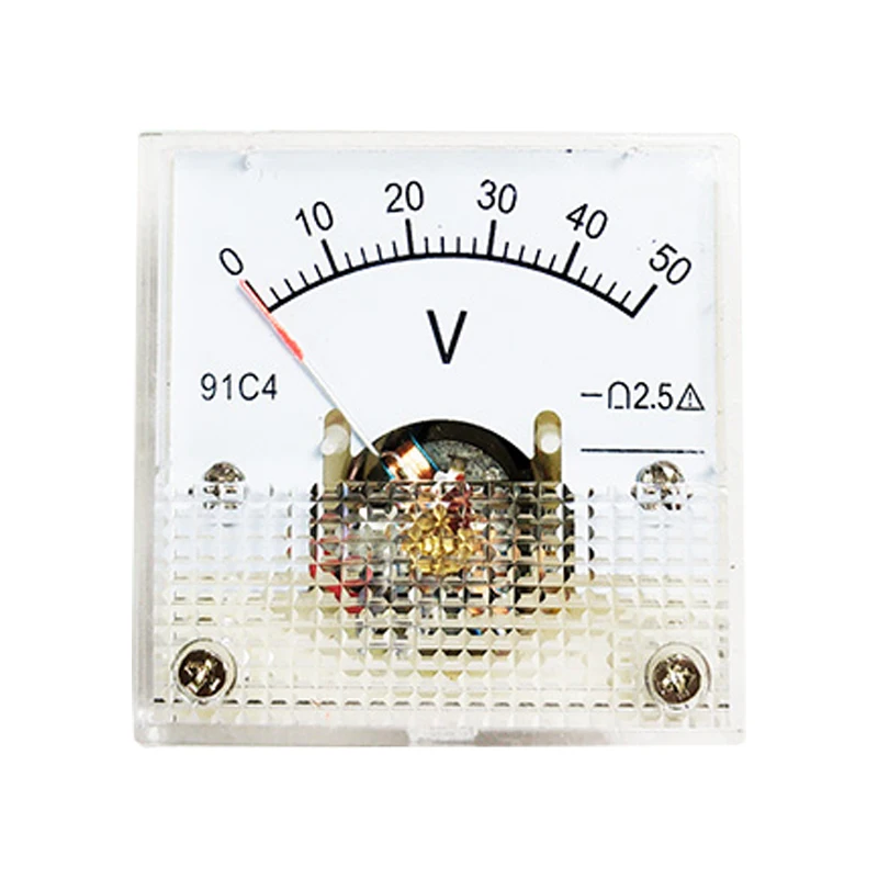 91C4 DC Voltmeter Analog Panel Voltage Meter Mechanical Pointer Type 3/5/10/15/20/30/50/100/150/250V