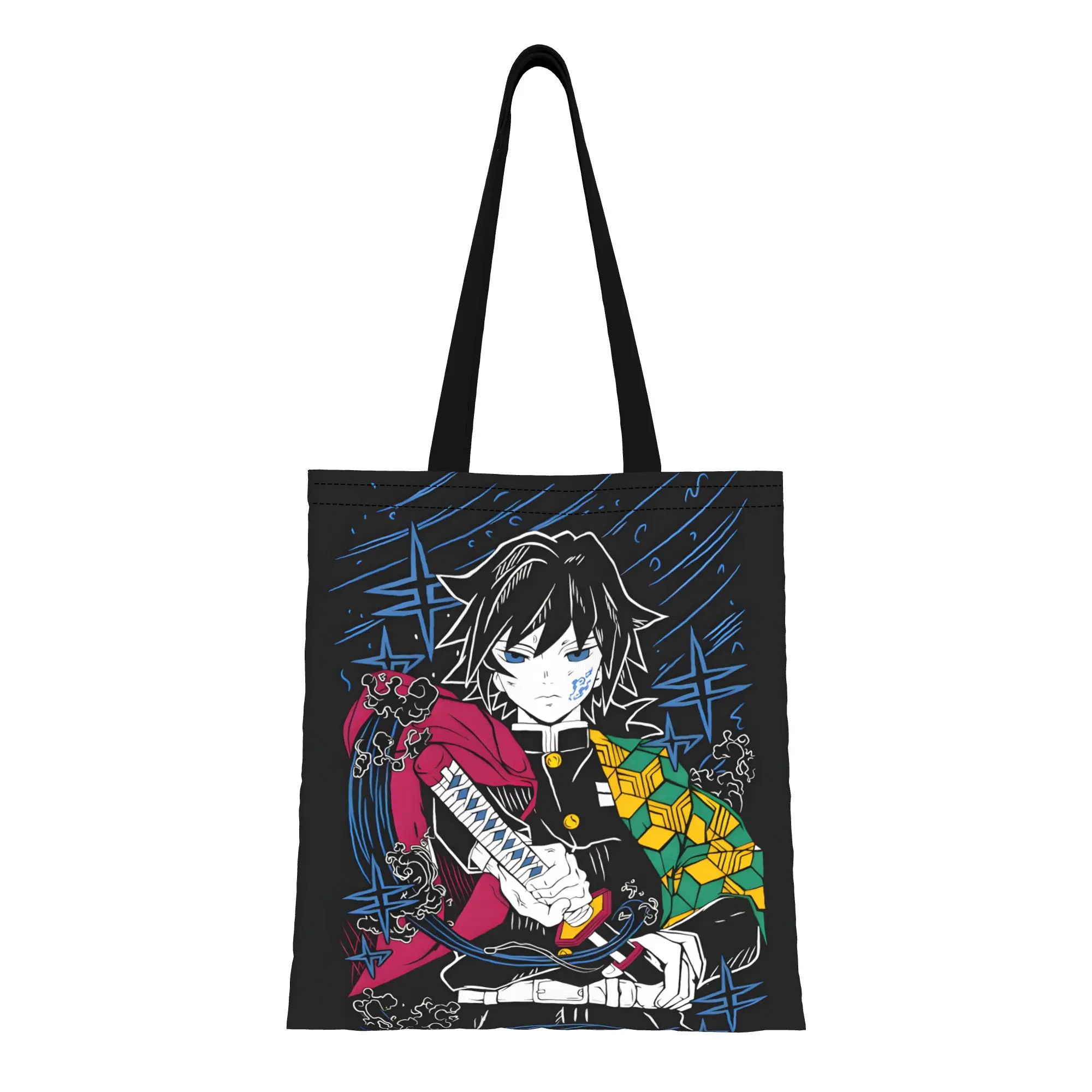 

1PC Large Capacity Scarlet Marks Demon Slayer Canvas Tote Bag Foldable Chic Pattern No Closed Design