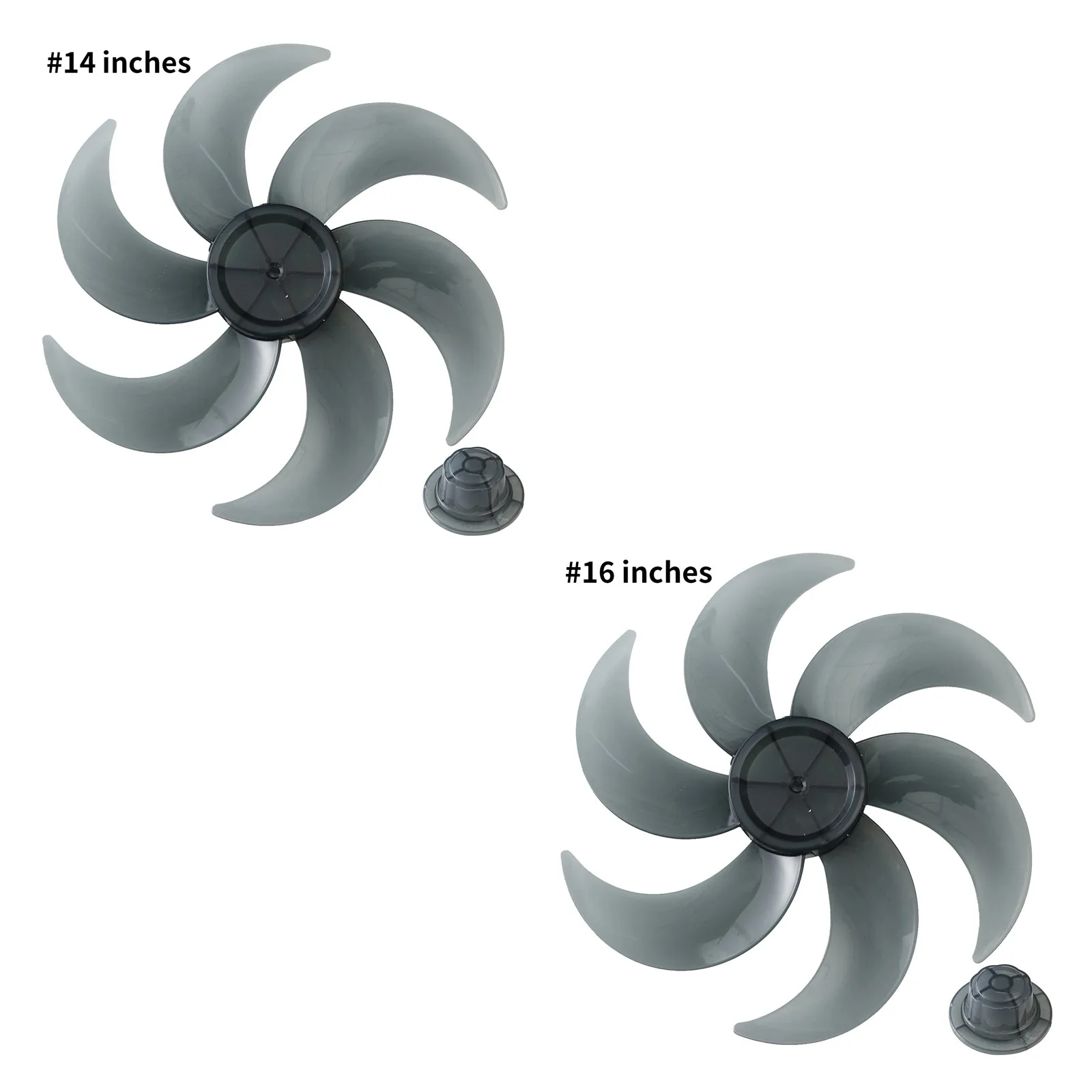 14/16 Inch 5/6 Leaves Plastic Household Fan Blades with Nut Cover for Standing Pedestal Fan Table Fanner General Accessories