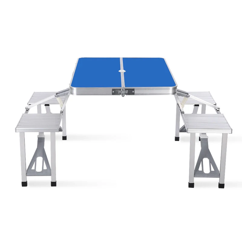 Aluminum Alloy One-piece Table and Chairs Dining Folding Table Portable Stall Publicity Burning Table and Chairs Set