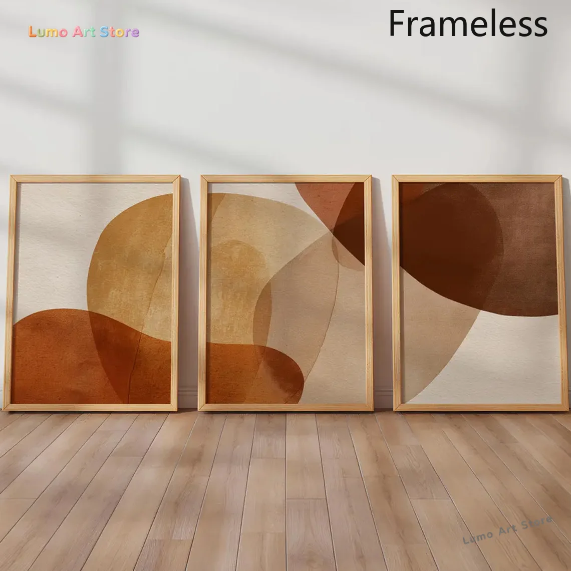 2D Flat, 2D Flat, Three-Piece Collection, Wall Art, Contemporary Prints, Terracotta And Beige Abstract Triptych, Neutral Artw