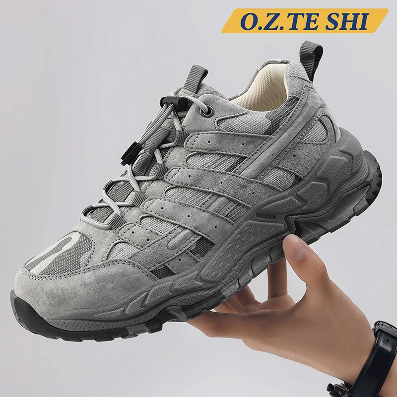 O. z. teshi Wanderschuhe Männer Rindsleder Formen Outdoor Sport Walking Sneakers Trekking Schneeschuhe Klettern Bergjagd Stiefel