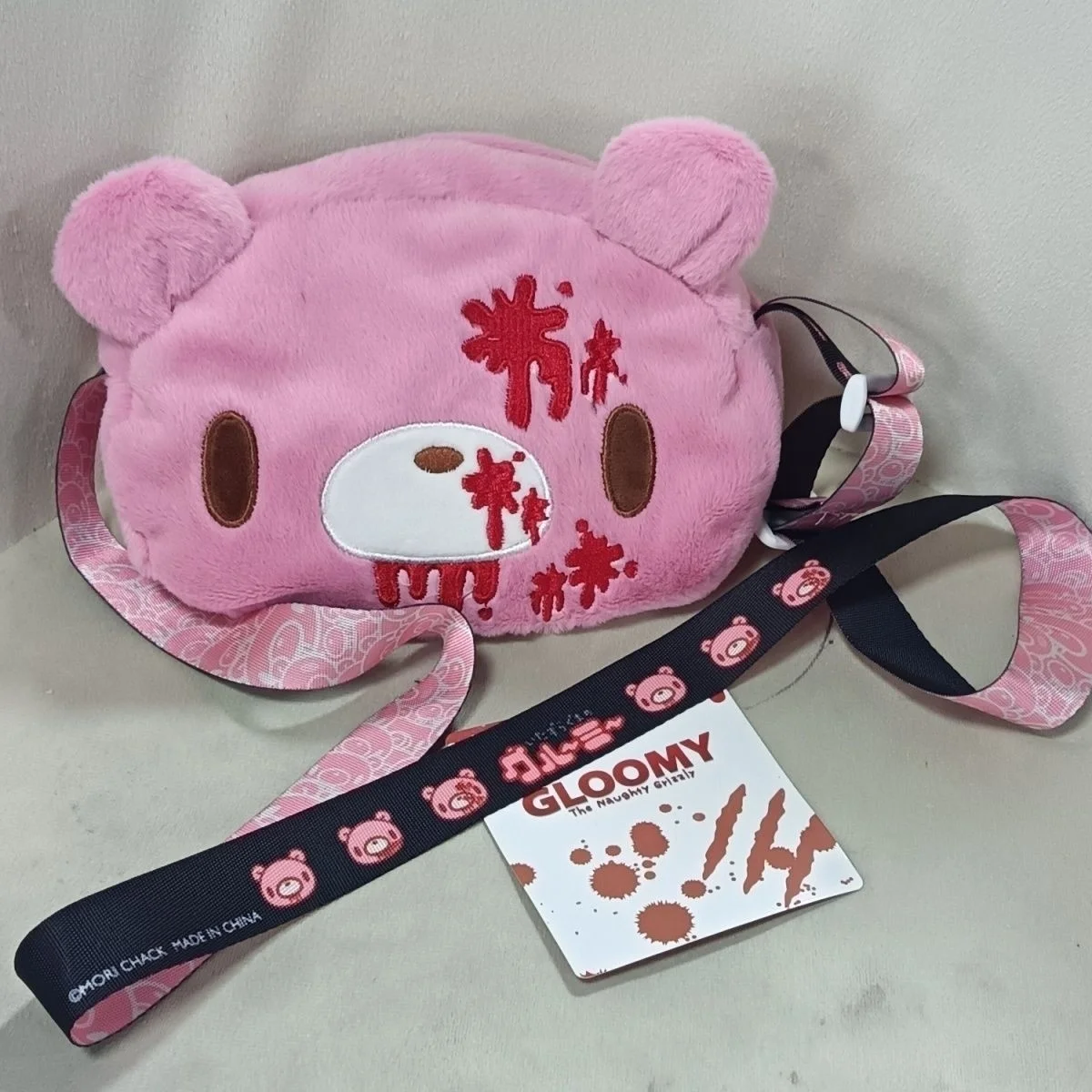 

Сумка через плечо Gloomy Bear Bloody Pink Bear, милая сумка через плечо в мультяшном стиле для девочек, мягкий плюшевый материал, модные детские аксессуары