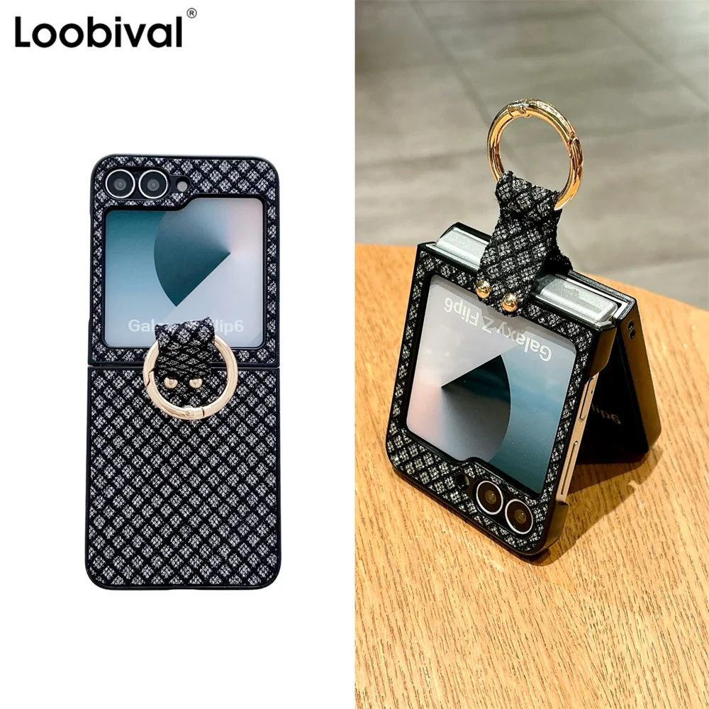 Bling diamantes grade padrão anel suporte caso de telefone para samsung galaxy zflip5 z flip6 flip 4 5 6 amortecedor macio capa à prova de choque