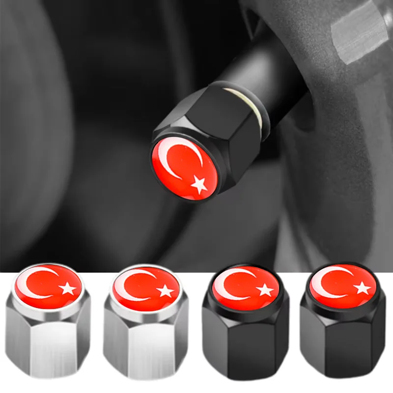 Колпачки штока клапана колеса автомобиля для турецкого флага Jeep Kia Ford Focus Honda BMW Audi Nissan Mazda Toyota Subaru, обод клапана шины