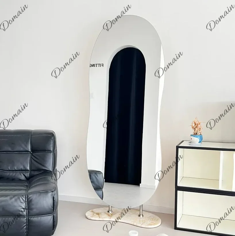 G K X46 Simple Modern Travertine Floor Mirror Light Luxury Marble Dressing Full Body Mirror Atmospheric Art Ultra-white Mirror E