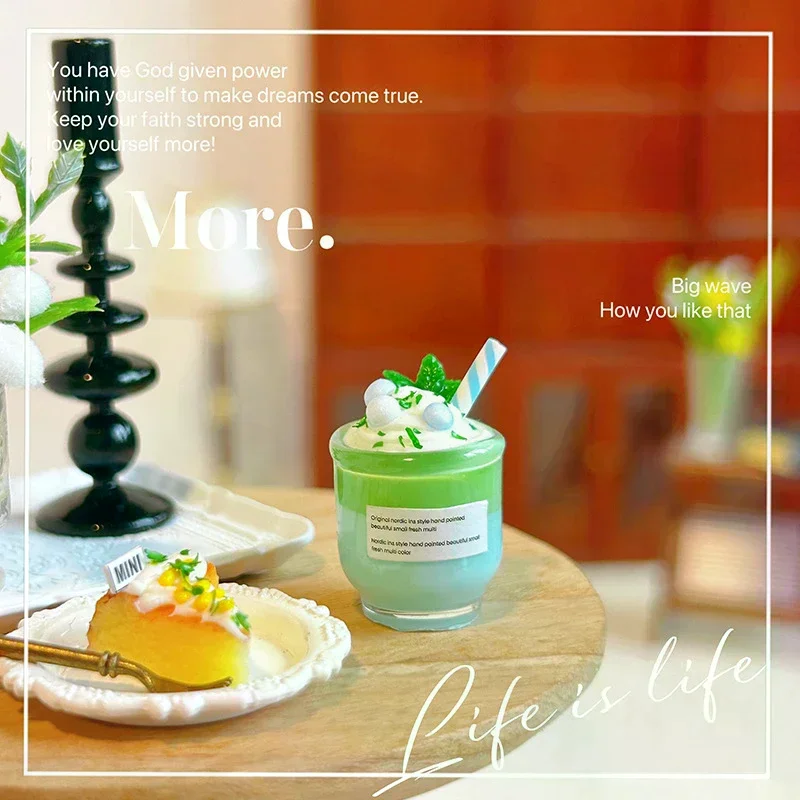 Maison de poupée à la menthe, tasse de boisson au lait, modèle de maison de poupée, magasin de desserts, décoration de boissons, accessoires de maison de poupées, jouets de simulation, 1/12