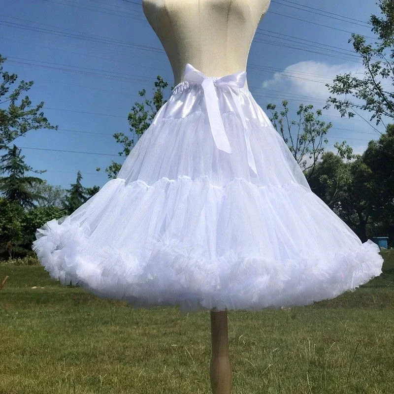 Lolita Style Cute Lady Cosplay Super Fluffy Princess Cotton Tutu Skirt Soft Yarn Length 45cm Boneless Cloud Petticoat