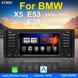 For BMW X5 E53 E39 1996-2004 Car Radio Multimedia Player 7-inch Android 13 Carplay GPS Navigation RDS FM Stereo Audio WIFI