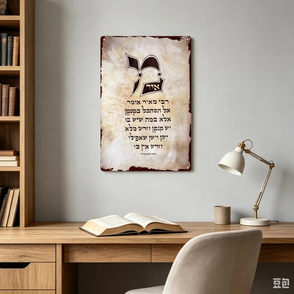 CIFBUY Vintage Hebrew Torah Script Aluminum Wall Art Waterproof Weather Resistant Metal Sign for Home  Living Room Wall Decor view 6