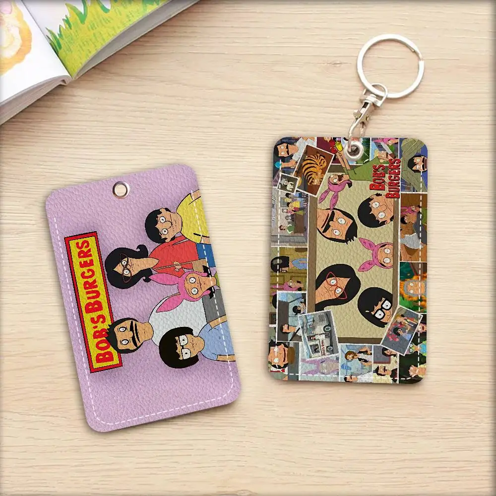 B-Bobs B-Burgers Anime Holder Keychain With Keychain For Access Card Bus Pass & Card Credit ID Bank Card Protective Case