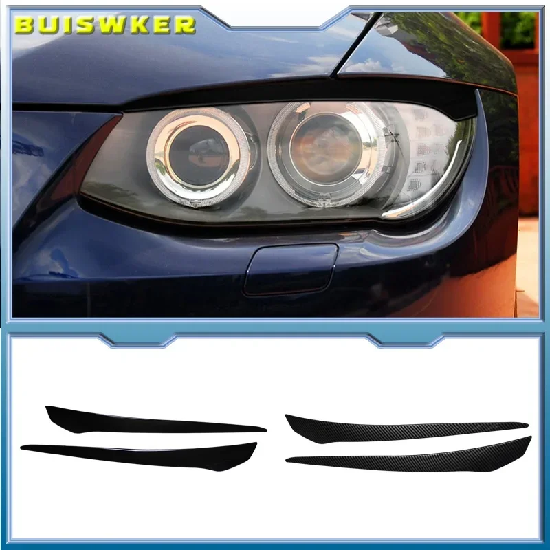 Pour BMW E92 E93 2007-2014, garniture de phare avant en plastique ABS noir brillant, cache de phare, autocollant, accessoires de voiture
