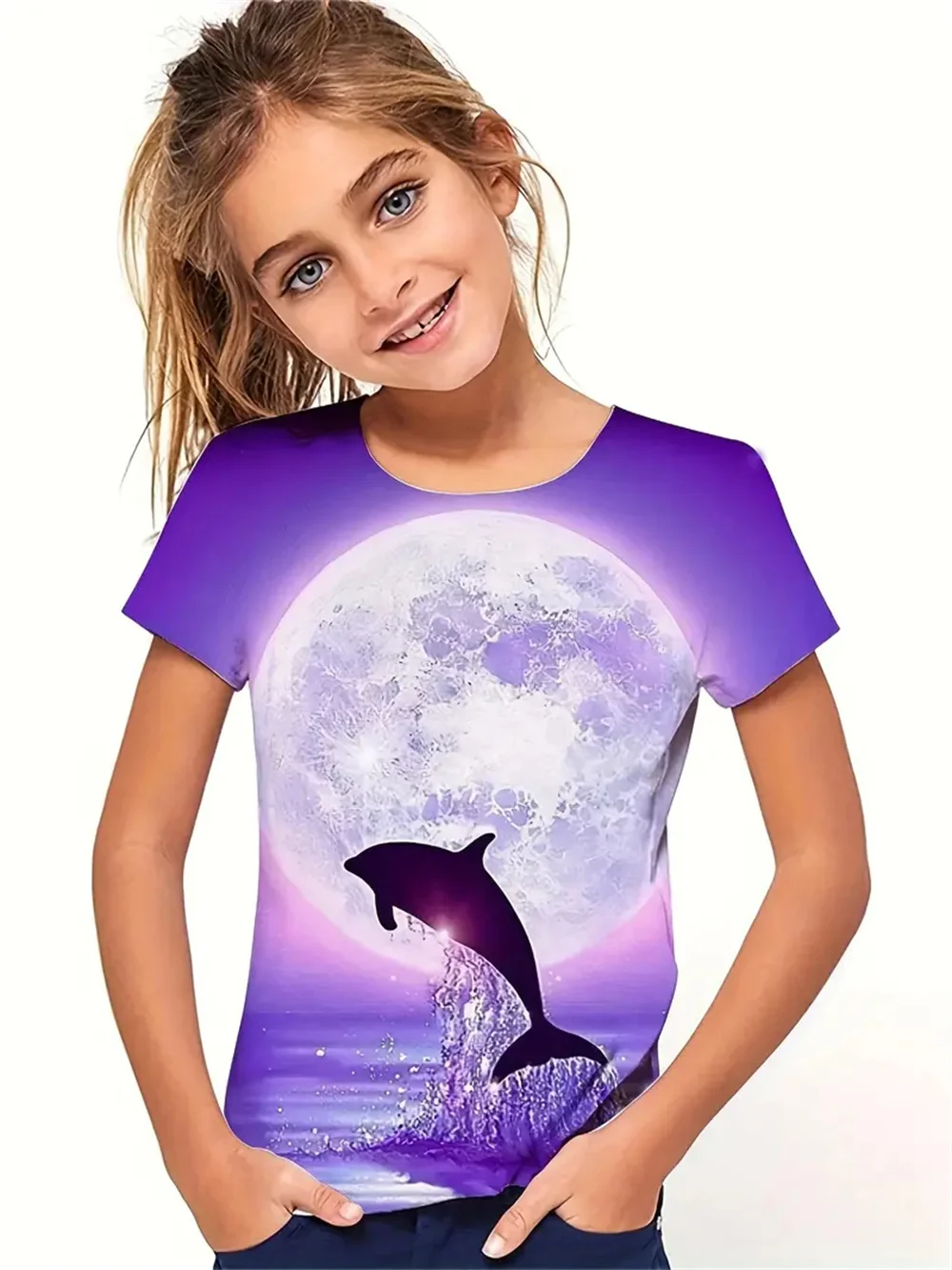 2025 T-shirt casual Abbigliamento per ragazze Nuovo animale divertente Stampa 3d T-shirt per ragazze Moda festa Top a maniche corte Tee