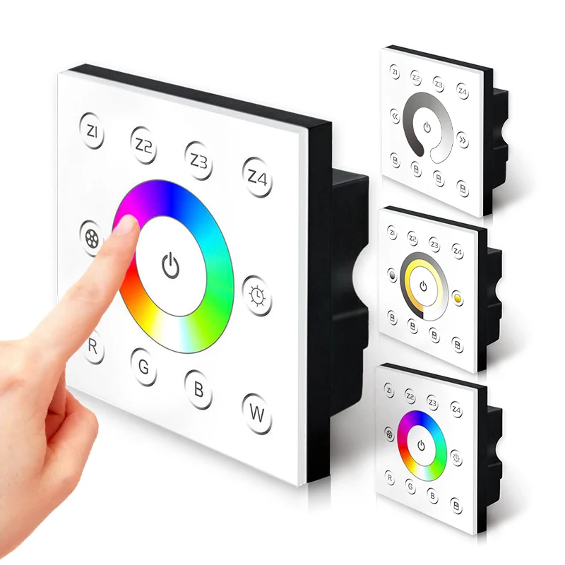

Popular Hot sell New Multi-Zone Single Color CCT RGB RGBW LED Dimmer DMX512 Controller AC85-265V 1-16 Channel Full Touch Panel 8