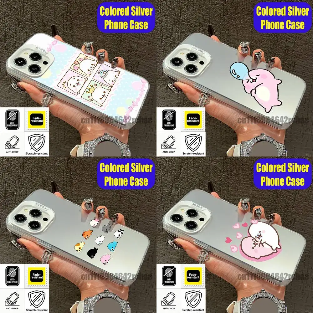 

For Cartoon M-Mamegoma Seal Meme Phone Case iPhone 15,17,11,14,13,16,12,E,Max,Plus,Air,Pro,Mini Custom Color Silver Cover