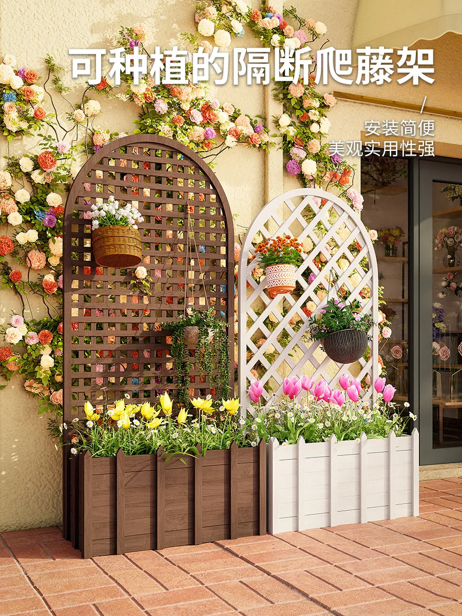 courtyard garden flower pot climbing vine frame outdoor balcony preservative wood grid flower stand terrace flower box partition