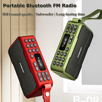 Portable Radio FM Mini Bluetooth Radios Speaker Hifi Sound Soundbar Subwoofer Handsfree Walkman Music Player Recorder with Mic