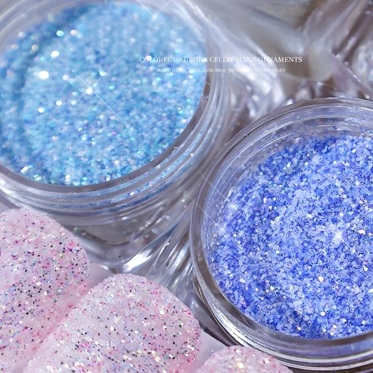 1Jar Aurora Crystal Diamond Nail Powder Shiny Chrome Iridescent Rainbow Glitter Pigment Fantasy Colorful Fine Glitter Nail Decor