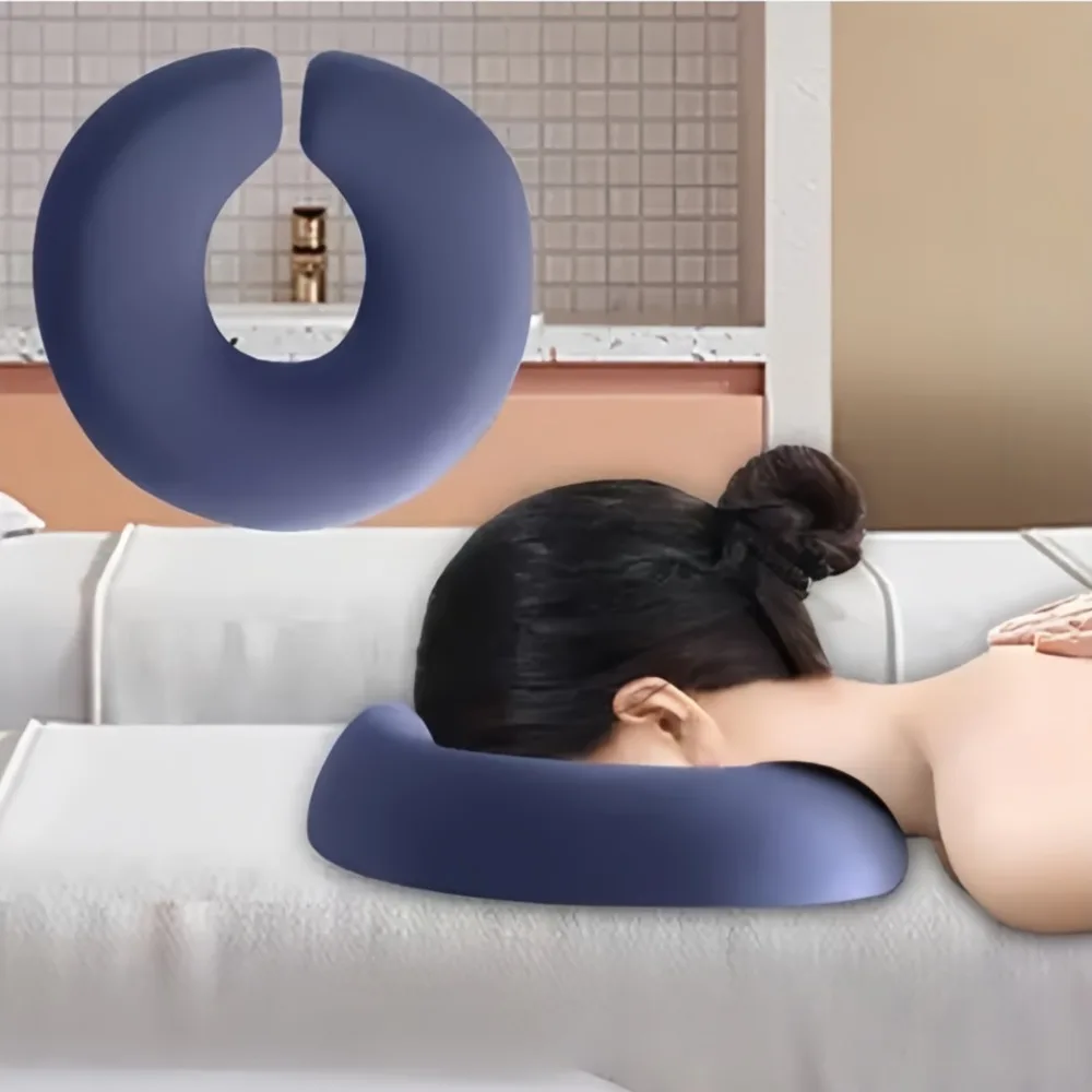 Bauchlage-Kissen aus Baumwolle, U-förmiges Nackenkissen, atmungsaktives Komfort-Memory-Kissen für Reisen, Schönheitssalon, Zuhause, Büro