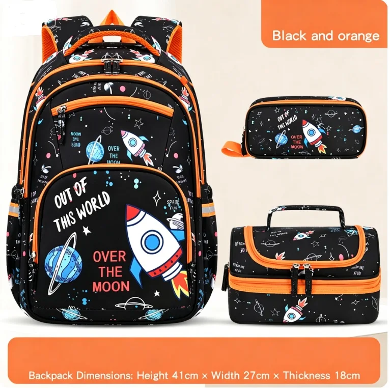 3‑Pcs Backpack Set School Bag + Lunch Bag & Pencil Case  Large Lightweight Bookbag for Boys Girls Elementary Mochilas