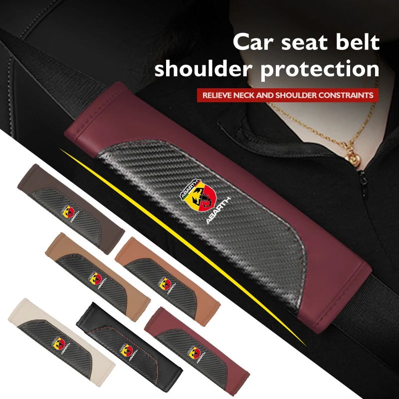 

For Abarth Leather Seat Belt Shoulder Cover Anti-slip Protection Pads UNO Astra Bravo Panda Linea Freemont Strada Doblo