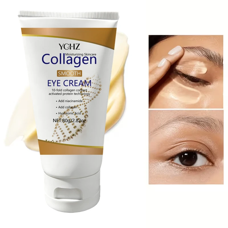 Collagen Eye Cream, Rich in Collagen and Hyaluronic Acid, Deeply Moisturizes the Skin Around the Eyes, Hydrates and Firms the Skin, Making It Smooth, Bright, and Elastic 80g