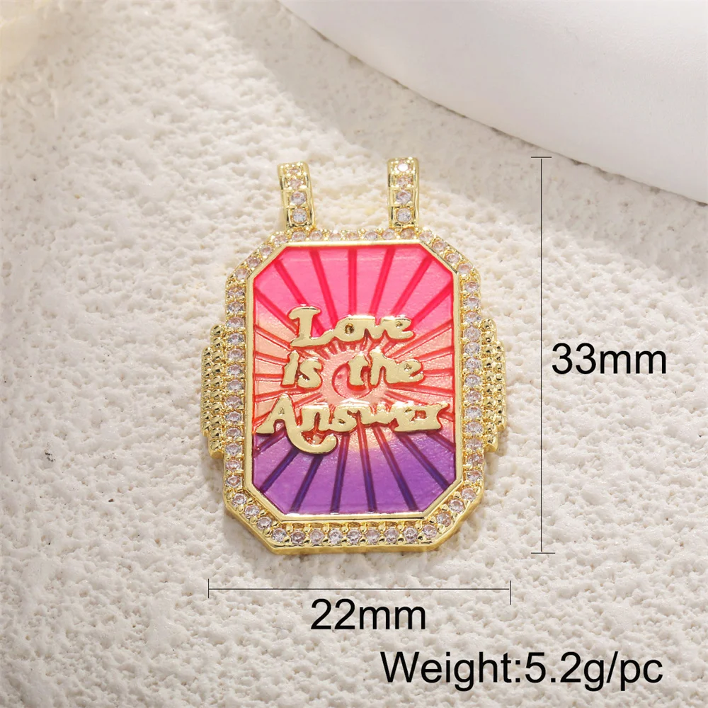 Copper Gold Plated Retro Tarot Card Square Pendants Star Sun Rainbow Eye Love Diy Jewelry  Accessories Moon Letter Heart Charms