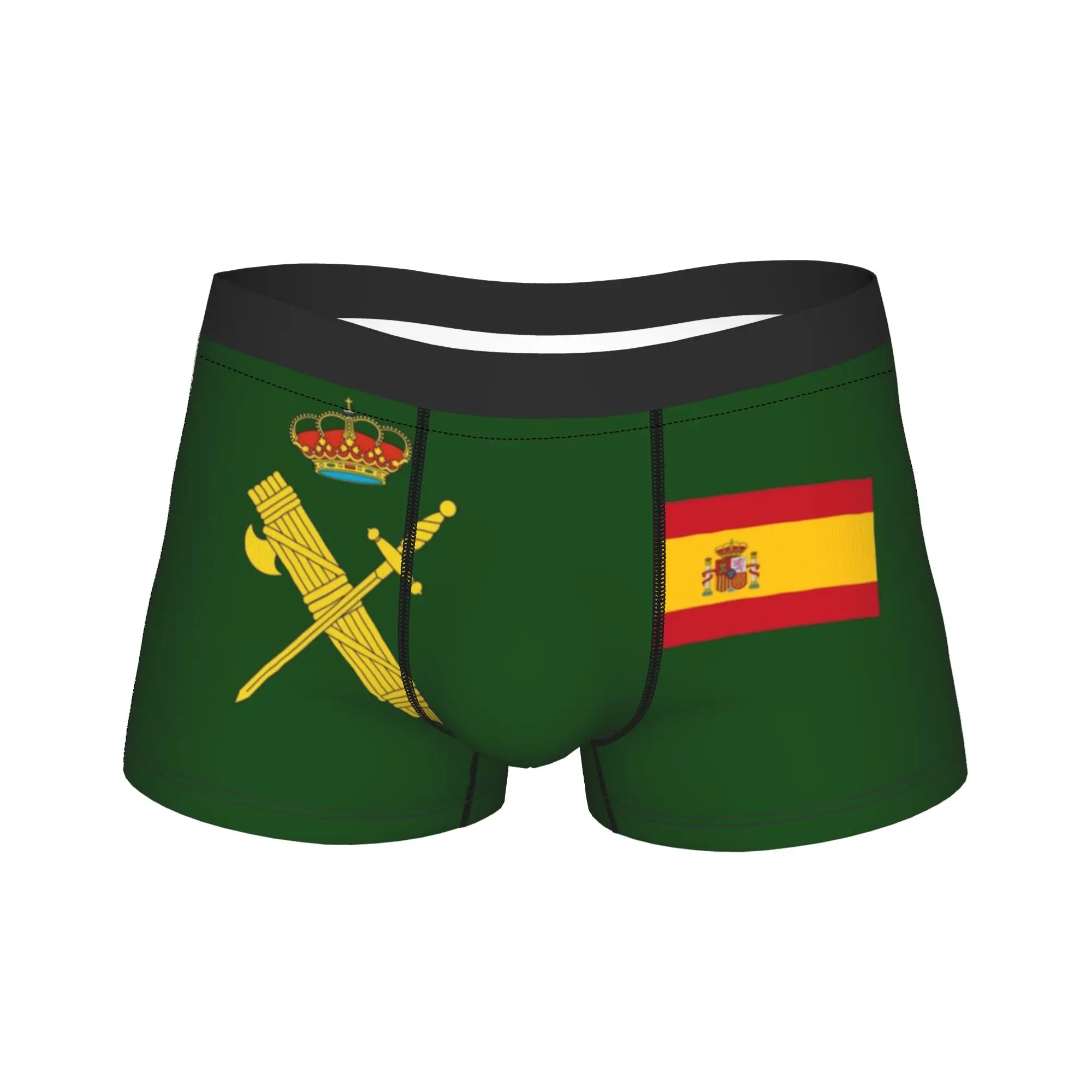 Flag of Spain Plus Emblem Civil Guard Men's Underwear Spanish Boxer Briefs Shorts Panties Funny Soft Underpants for Male S-XXL