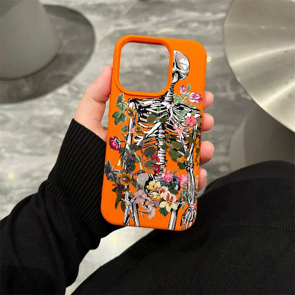 Blumen-Skelett-Handyhülle für iPhone 17 16 15 14 13 12 Pro Max 16 15 14 Plus 17 16 15 14 13 12 Pro 17Air Silikon-Matt-Hülle – Detail 6