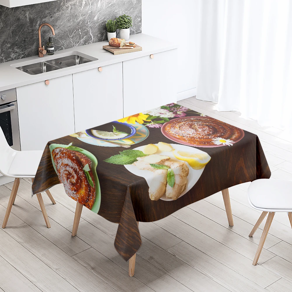 Gourmet printed tablecloth Anti-fouling and waterproof rectangular  Kitchen restaurant table decoration