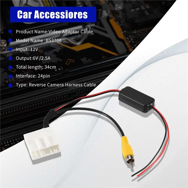 A54K-24 Pin Car Camera Adapter Connector Wire Reversing Camera To GPS Head Unit Cable For Toyota Kluger RAV4