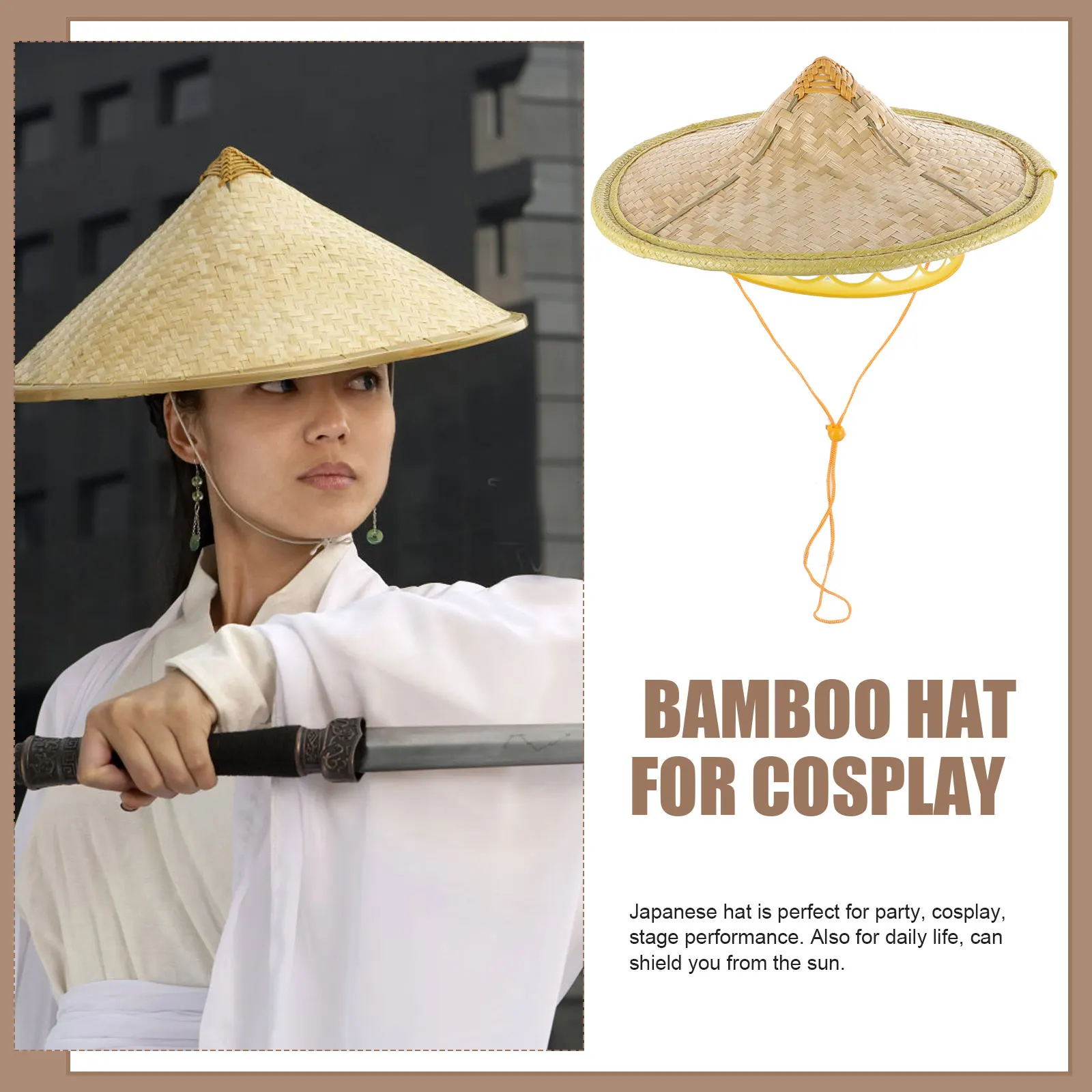 

Bamboo For Cosplay Adjustable Japanese Oriental Party Decor Light Weight Comfortable Adult Size Asian Beach Cone Hat