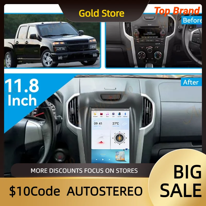 Carplay Android para Chevrolet S10 para ISUZU D-MAX estilo Tesla reproductor Multimedia de coche unidad principal de navegación de Radio automática Satnav