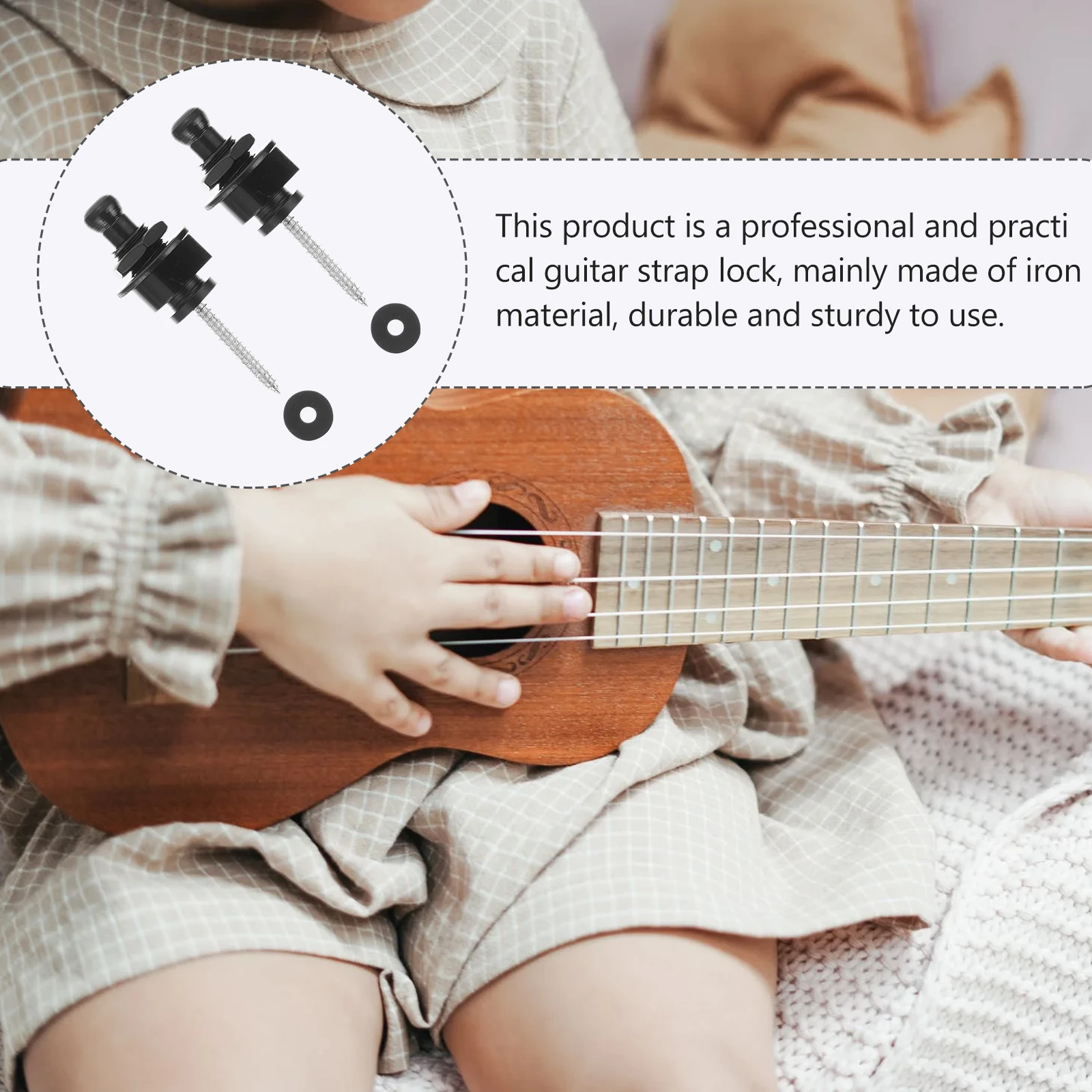 

2pcs Locks Durable Easy Install Fall Prevention Electric Bass Guitar Strap Iron Guitar Strap Pegs Lock Accessories