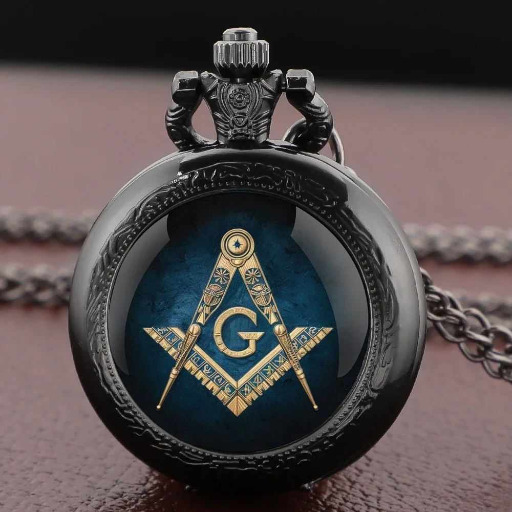الماسونية زجاج قبة ساعة جيب كوارتز قلادة توقيت قلادة الرجال النساء هدية تذكارية Relojes دي Bolsillo #3