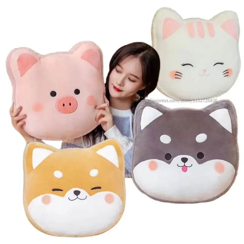 

Cartoon Soft Animals Throw Pillow Lovely Shiba Inu Cat Piggy Husky Dog Plush Toys Sofa Chair Cushion Home Decor Gift For Kids