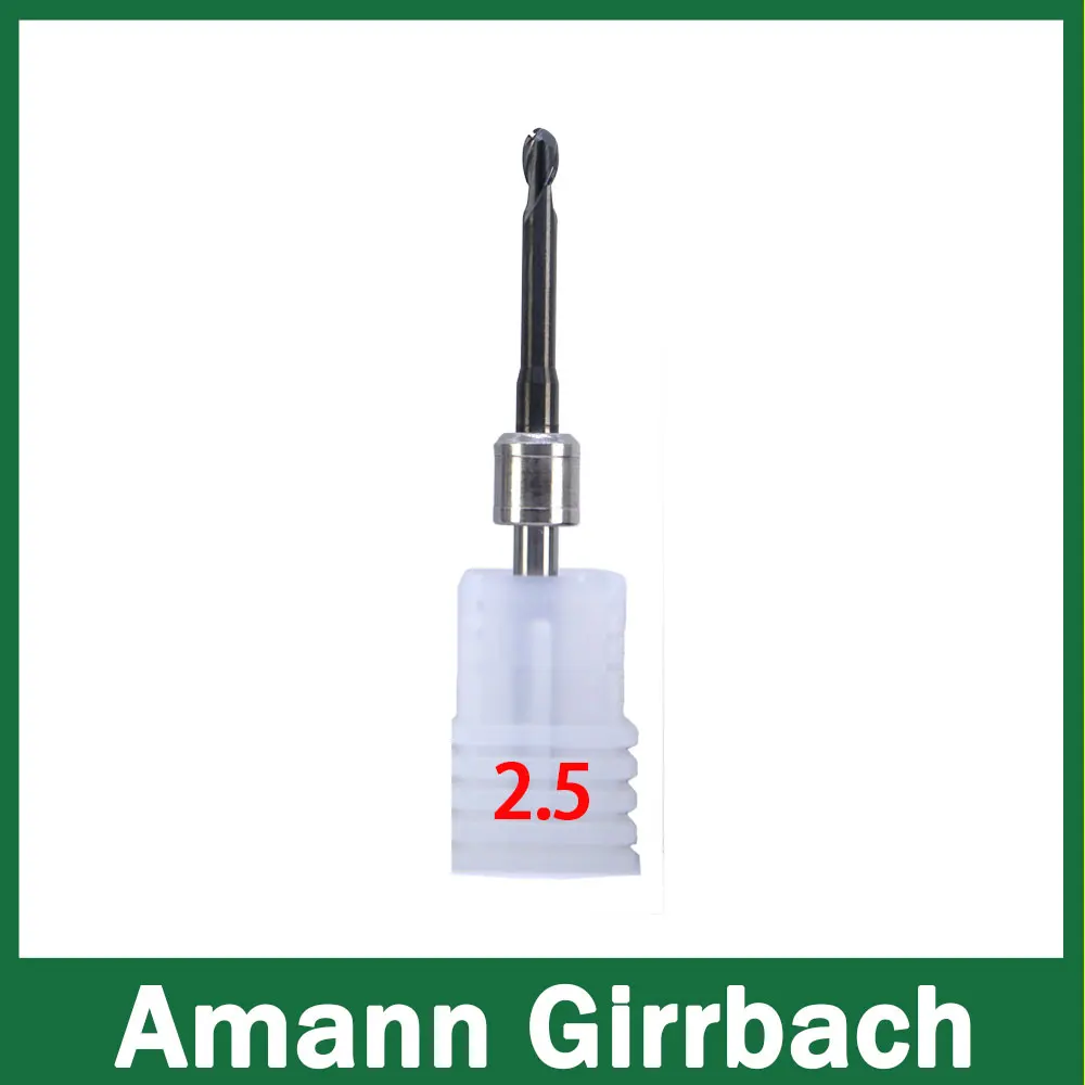 Amann Girrbach End Mill with DLC Coat for Zirconia, Wax 0.6mm, 1.0mm, 2.5mm