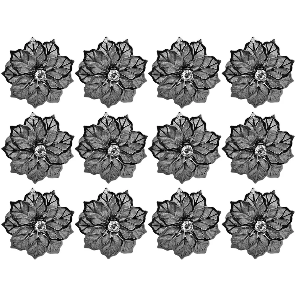 

12Pcs Napkin Rings Metal Flower Shaped Holders for Wedding Christmas Party Decorative Table Napkin Buckle Holiday Dinner Events