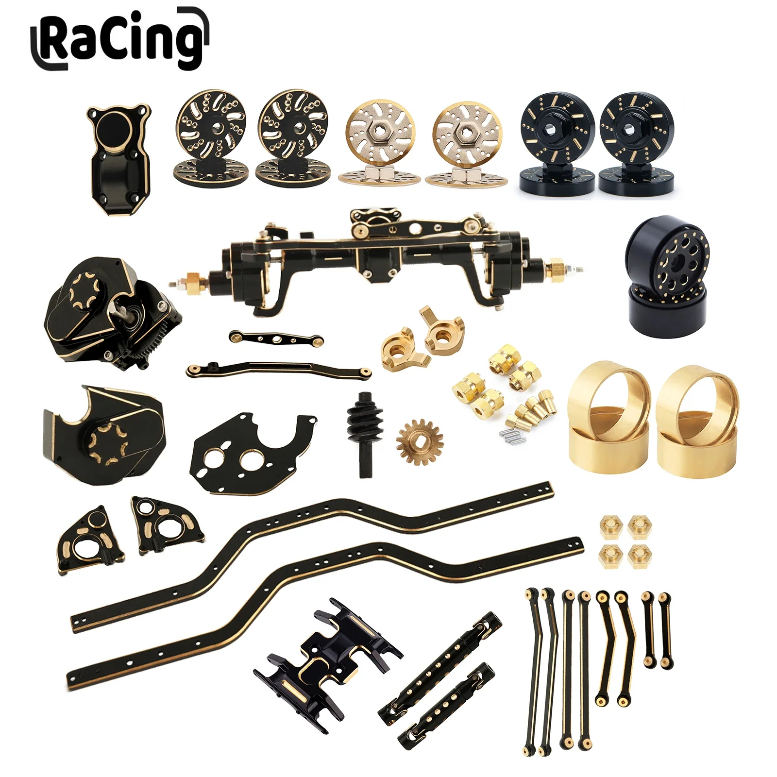 1/24 Black Brass Counterweight Wheel Hubs Gearbox Drive Shaft Chasiss Skid Plate Axle Cover For RC Car Axial SCX24 Upgrade Parts